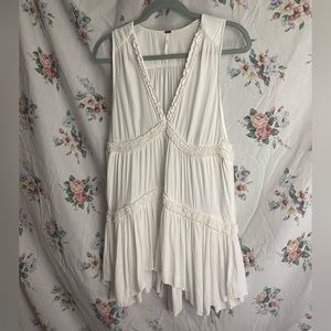 FREE PEOPLE Ruffled White Tank Top